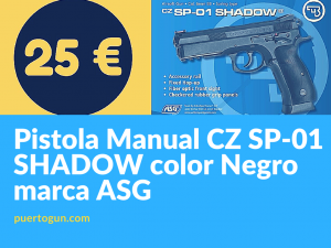 Pistola Manual CZ SP-01 SHADOW color Negro marca ASG