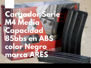 Cargador Serie M4 Media Capacidad 85bbs en ABS color Negro marca ARES